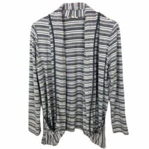 41 Hawthorn | Women's Grey & White Stripe Knit Cardigan Sweater Size Large
